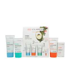 Clarins Grab And Go Set 30ml Cleansing Gel + 15ml Reboost Cream + 15ml Recharge Mask + 3ml Eye Treatment