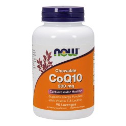 NOW Foods CoQ10 with Lecithin & Vitamin E, 200mg (Chewable) - 90 lozenges