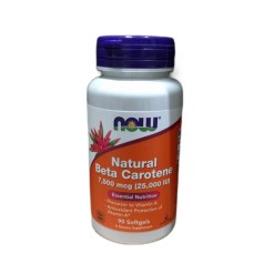 NOW Foods Beta Carotene Natural, 7 500 mcg (25 000 IU) - 90 softgels