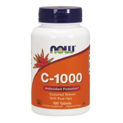 NOW Foods Vitamin C-1000 with Rose Hips - Sustained Release - 100 tablets
