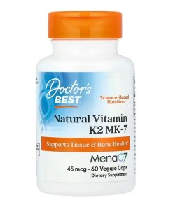Natural Vitamin K2 MK7 with MenaQ7, 45mcg - 60 vcaps