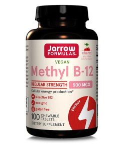 Methyl B-12, 500mcg (Cherry) - 100 vegan chewable tabs