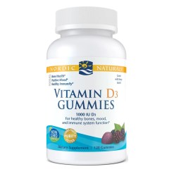 Nordic Naturals Vitamin D3 Gummies, 1000 IU Wild Berry - 120 gummies