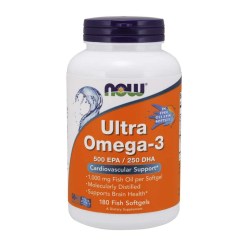 NOW Foods Ultra Omega-3 (In Fish Gelatin Softgels) - 180 fish softgels
