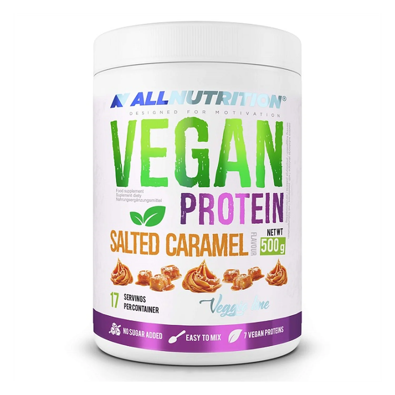 Allnutrition Vegan Protein, Salted Caramel - 500 grams