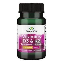 Swanson Vitamins D3 & K2, 125mcg & 100mcg - 60 vcaps
