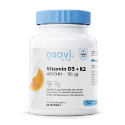 Osavi Vitamin D3 + K2, 4000IU + 150mcg - 60 softgels