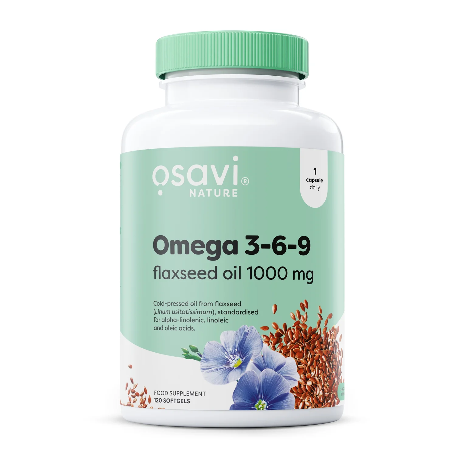 Omega 3-6-9 Flaxseed Oil, 1000mg - 120 softgels