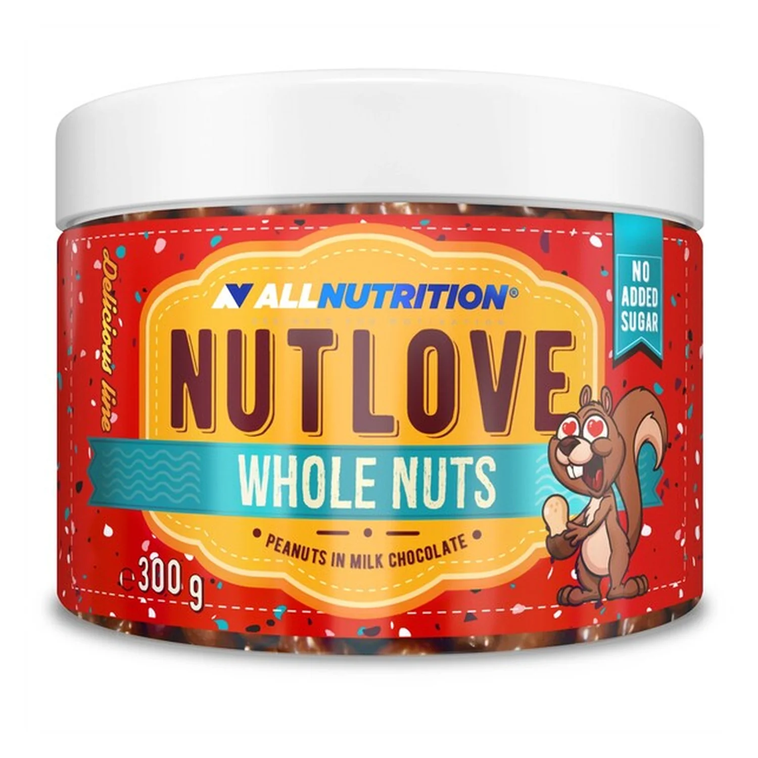 Allnutrition Nutlove Whole Nuts, Peanuts in Milk Chocolate - 300 grams