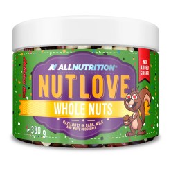 Allnutrition Nutlove Whole Nuts, Hazelnuts in Dark Milk and White Chocolate - 300 grams