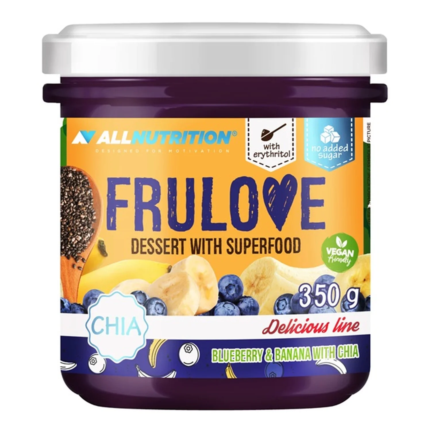 Allnutrition Frulove Dessert with Superfood, Blueberry & Banana with Chia - 350 grams