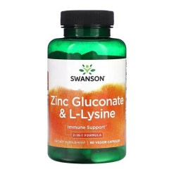 Swanson Zinc Gluconate & L-Lysine - 90 vcaps