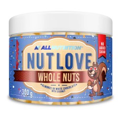Nutlove Whole Nuts, Almonds in White Chocolate & Coconut - 300 grams