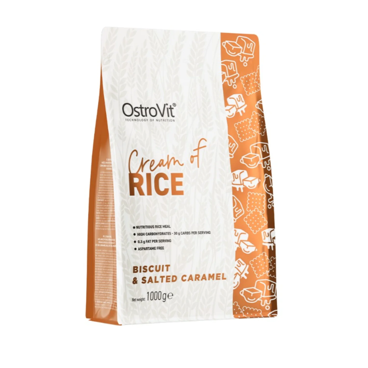OstroVit Cream of Rice, Biscuit & Salted Caramel - 1000 grams