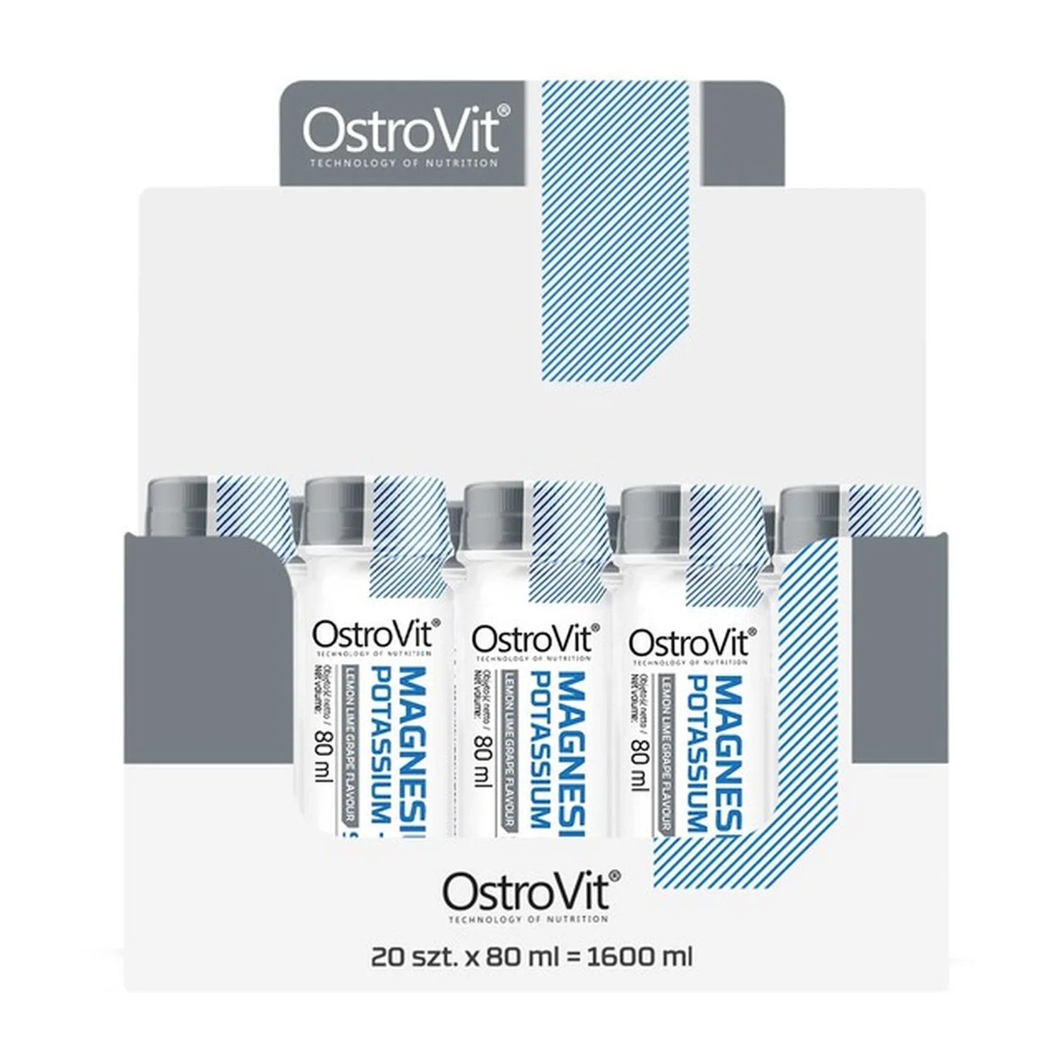 Magnesium Potassium + B6 Shot, Lemon Lime Grape - 20 x 80 ml.