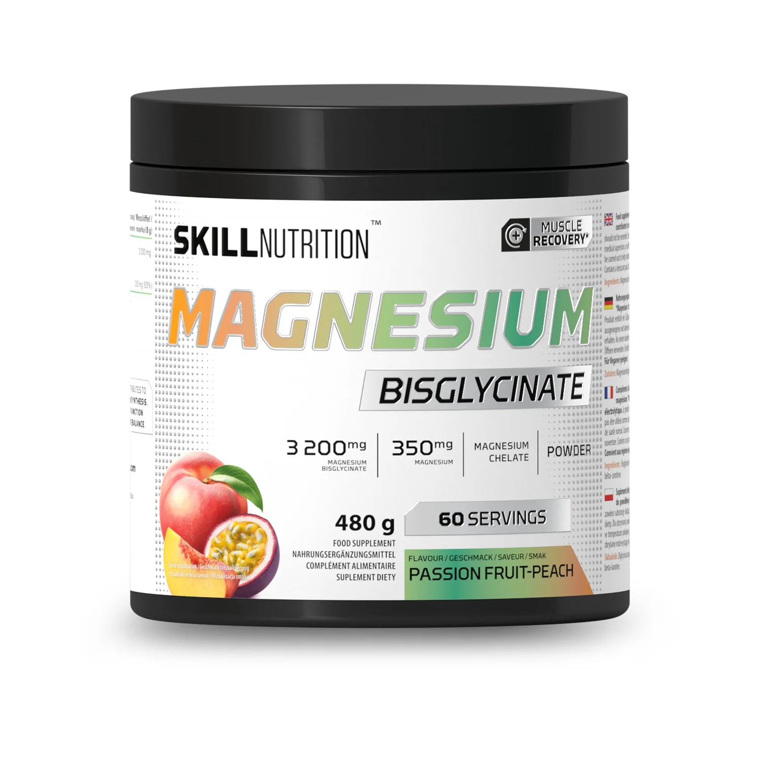 Magnesium Bisglycinate Powder, Passion Fruit-Peach - 480 grams