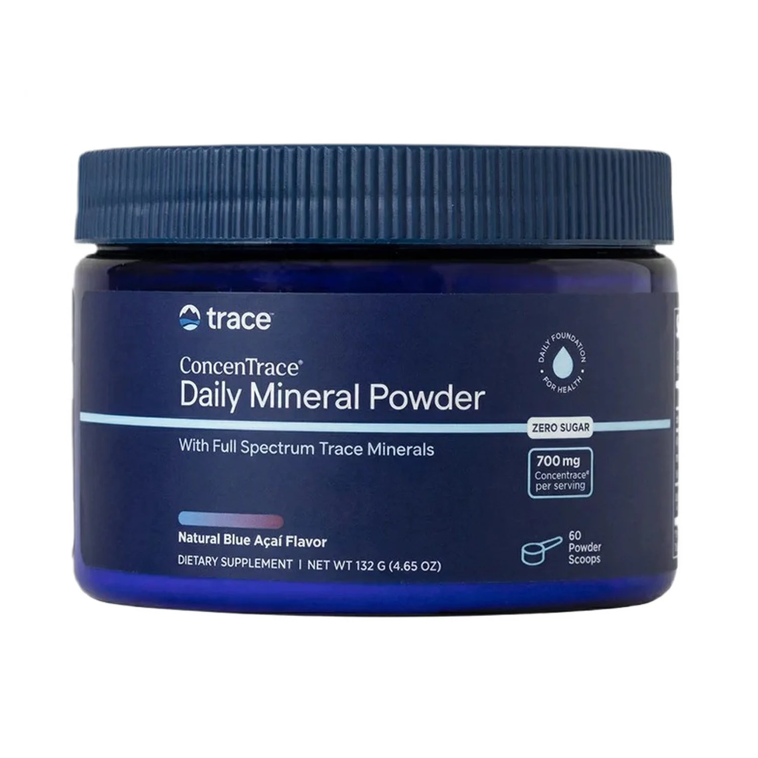 Trace Minerals ConcenTrace Daily Mineral Powder, Natural Blue Acai - 132 grams