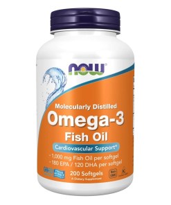 Omega-3 Fish Oil, Molecularly Distilled - 200 softgels