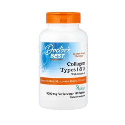 Collagen Types 1 and 3 with Peptan and Vitamin C, 3000mg - 180 tablets
