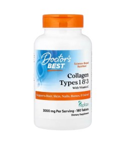 Collagen Types 1 and 3 with Peptan and Vitamin C, 3000mg - 180 tablets