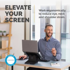 Fellowes Laptop Stand for Desk - Breyta Adjustable Laptop Riser for Home and Office - Portable Laptop Stand with 12 Height Adjustments - Max Laptop Size 14", Max Weight 4KG - Black - image 2