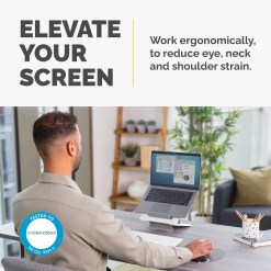 Fellowes Laptop Stand for Desk - Breyta Adjustable Laptop Riser for Home and Office - Portable Laptop Stand with 12 Height Adjustments - Max Laptop Size 14", Max Weight 4KG - White - image 2