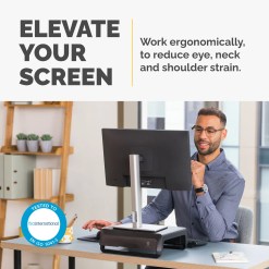 Fellowes Computer Monitor Stand with 3 Height Adjustments - Breyta Monitor Riser with Cable Management - Ergonomic Adjustable Monitor Stand for Computers - Max Weight 15KG - Black - image 2