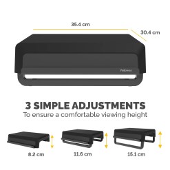 Fellowes Computer Monitor Stand with 3 Height Adjustments - Breyta Monitor Riser with Cable Management - Ergonomic Adjustable Monitor Stand for Computers - Max Weight 15KG - Black - image 4
