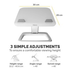 Fellowes Laptop Stand for Desk - Hana LT Laptop Stand for the Home and Office - Adjustable Laptop Stand with 3 Height Adjustments - Max Monitor Size 19
