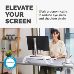 Fellowes Computer Monitor Stand with 3 Height Adjustments - Hana LT Monitor Riser - Ergonomic Adjustable Monitor Stand for Computers - Max Weight 22.6KG - White - image 2