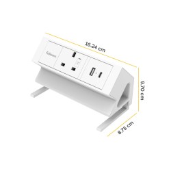 Fellowes Power Desk Socket with 1 Power Socket 1 USB-A & USB-C Ports White - image 3