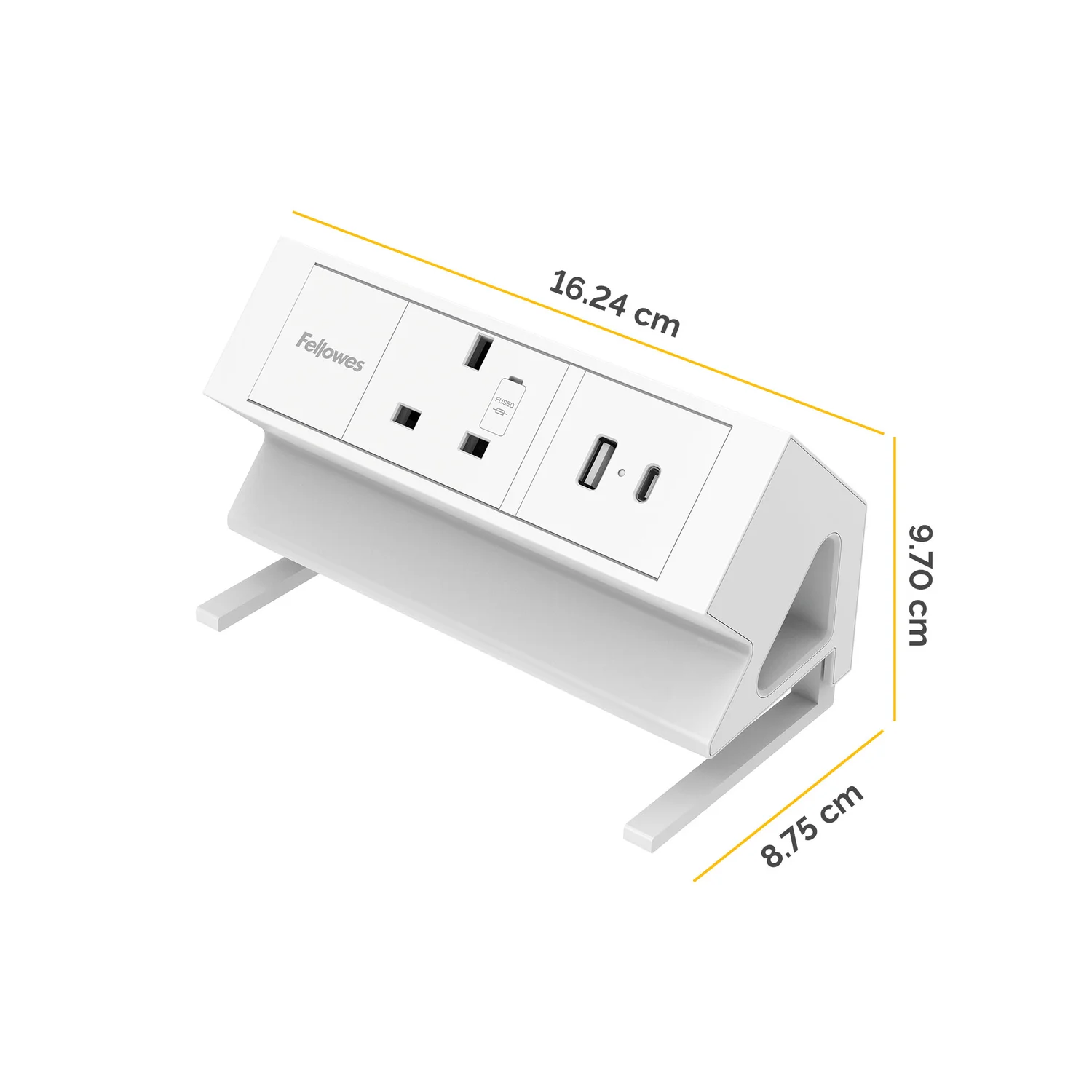 Fellowes Power Desk Socket with 1 Power Socket 1 USB-A & USB-C Ports White - image 3