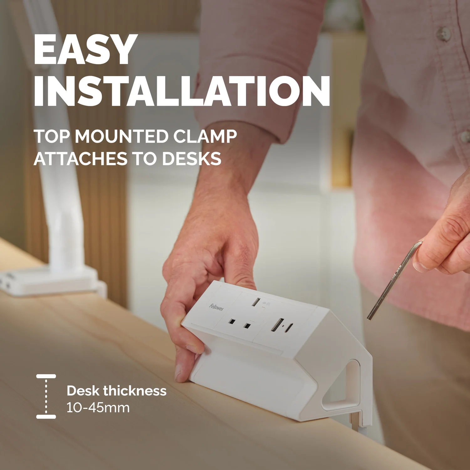 Fellowes Power Desk Socket with 1 Power Socket 1 USB-A & USB-C Ports White - image 5