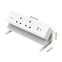 Fellowes Power Desk 2 Socket with 2 Power Sockets 1 USB-A & USB-C Ports White - image 3