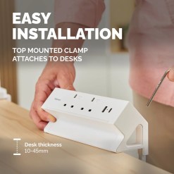 Fellowes Power Desk 2 Socket with 2 Power Sockets 1 USB-A & USB-C Ports White - image 5