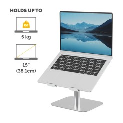 Fellowes Alumia Laptop Riser Desk Based Laptop Stand Max Size 15 inch Max Weight 5kg Silver - image 3