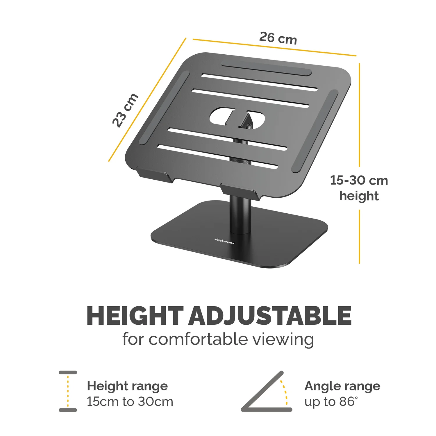 Fellowes Alumia Laptop Riser Desk Based Laptop Stand Max Size 15 inch Max Weight 5kg Black - image 5