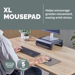 Fellowes Breyta XL Mouse Mat with Non-Slip Base XL Mouse Pad with Antibacterial Protection Grey - image 2