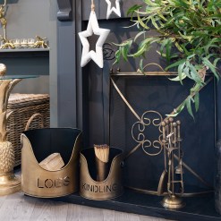 Bronze Finish Logs And Kindling Buckets & Matchstick Holder - image 5