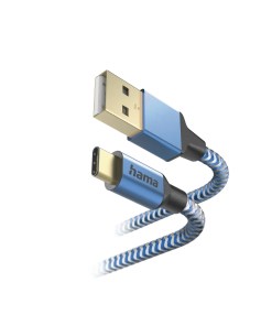 Hama Reflective USB cable USB 2.0 1.5 m USB A USB C Blue