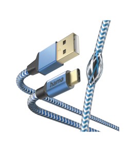 Hama Reflective USB cable USB 2.0 1.5 m USB A USB C Blue