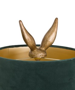 Antique Gold Hare Table Lamp With Green Velvet Shade