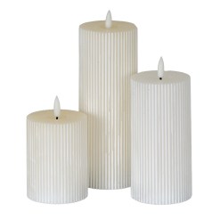 Luxe Collection Natural Glow 3x4 Textured Ribbed LED Candle - image 3