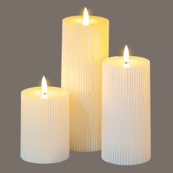 Luxe Collection Natural Glow 3x4 Textured Ribbed LED Candle - image 4