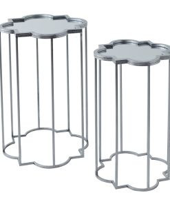 Quarter Foil Mirrored Set Of Two Side Tables
