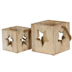 Washed Wood Star Tealight Candle Holder - image 4