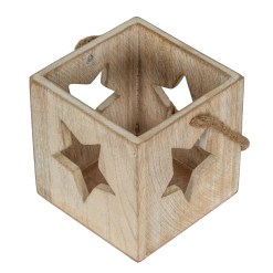 Washed Wood Large Star Tealight Candle Holder - image 3
