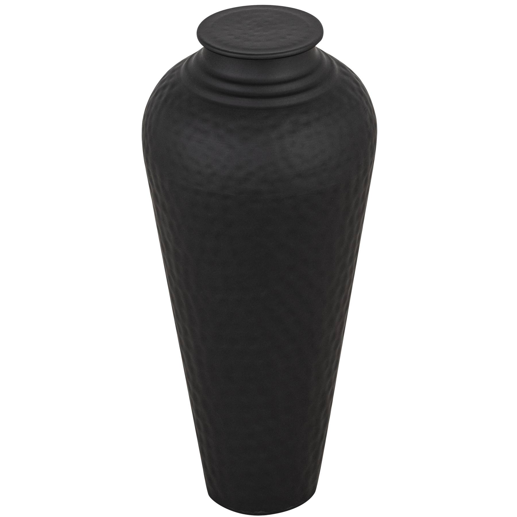 Matt Black Hammered Vase With Lid - image 2