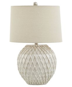 Lattice Ceramic Table Lamp With Linen Shade