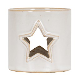White Ceramic Star Cut-Out Tealight Holder - image 3